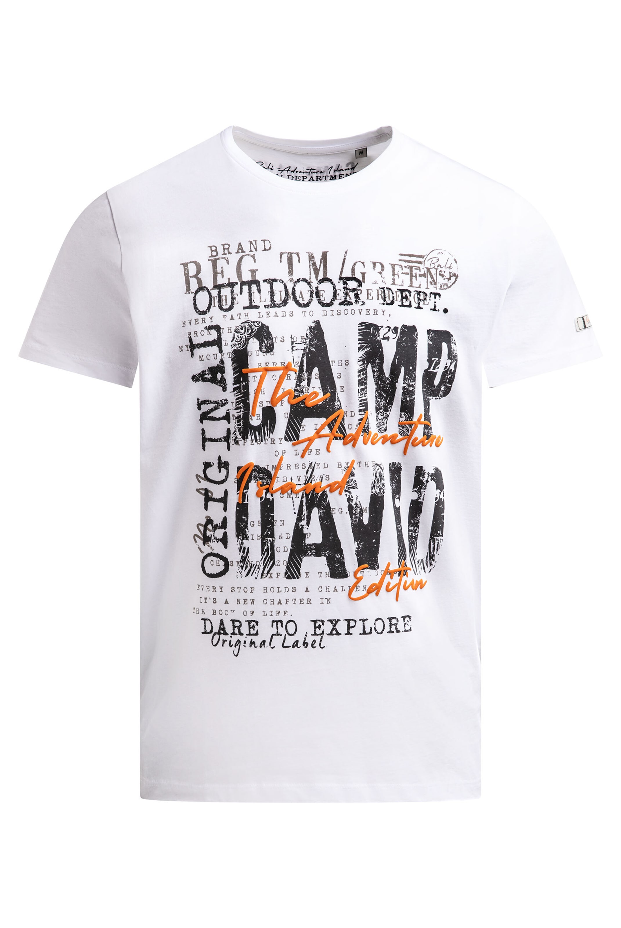 CAMP DAVID T-Shirt Rundhals mit Logo Prints in Weiß: Vorderseite