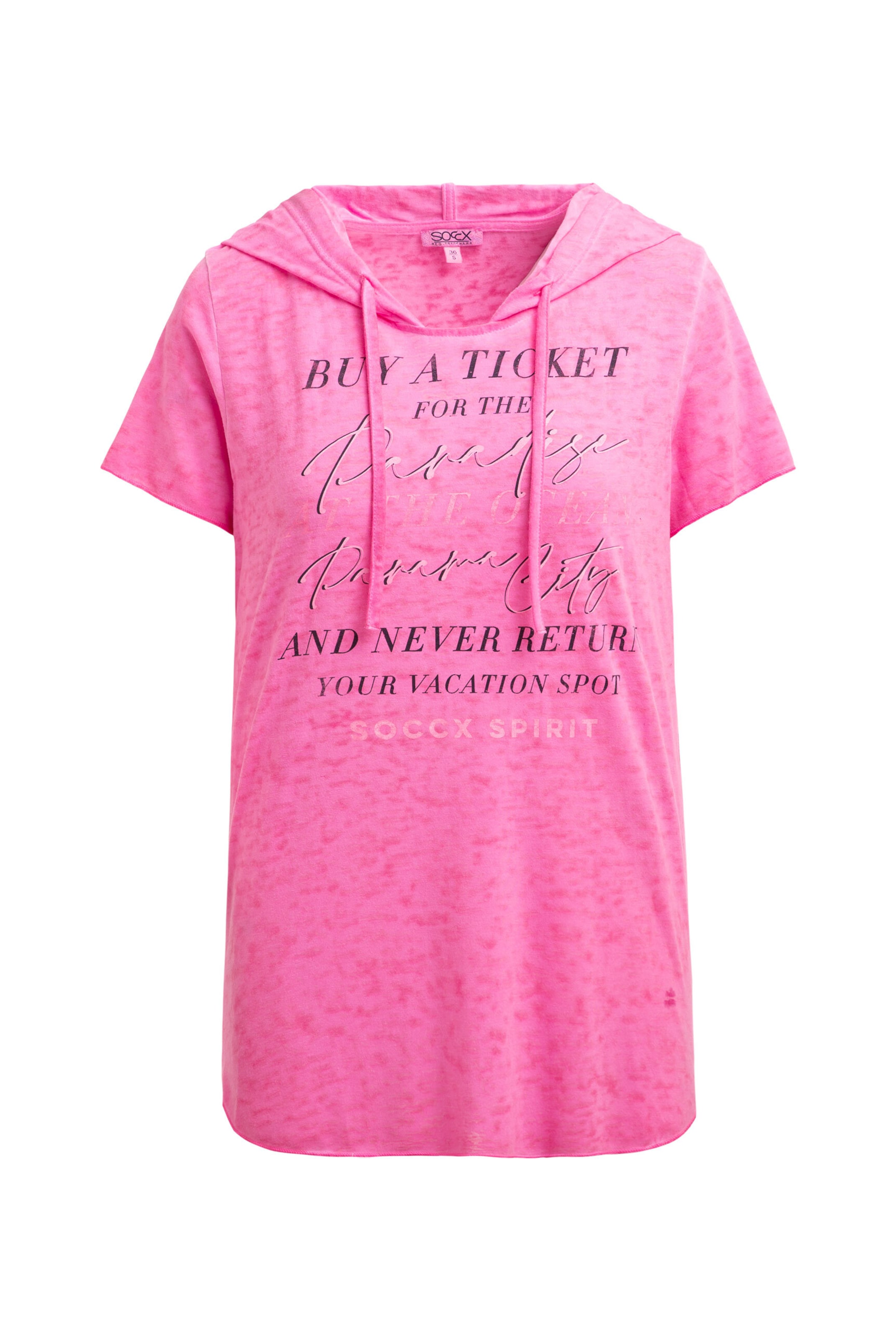 Soccx Kapuzenshirt mit Ausbrenner-Effekten und Artwork in Pink: Vorderseite