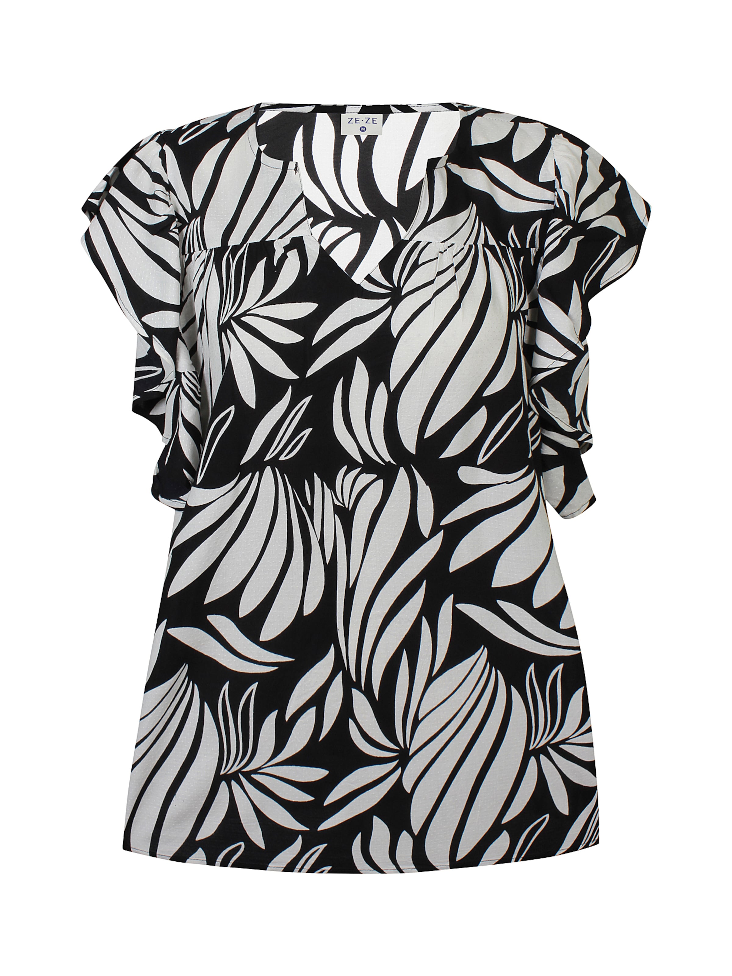 ze-ze Blouse 'Frigg' in Zwart: voorkant