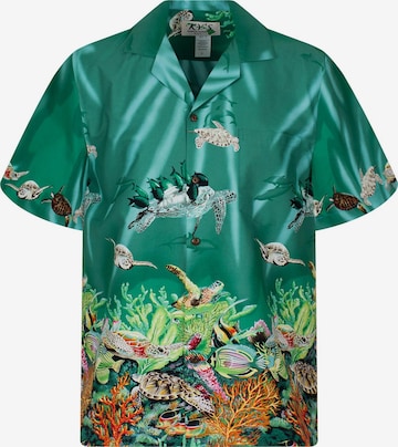 KY's Button Up Shirt 'Turtle NEW' in Green: front
