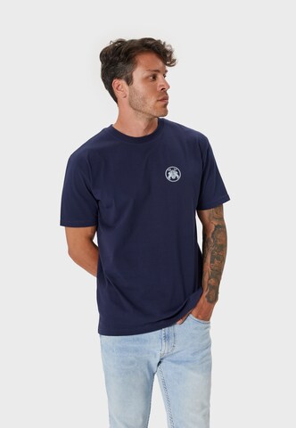 Oldskull T-Shirt 'Samurai' in Blau: Vorderseite