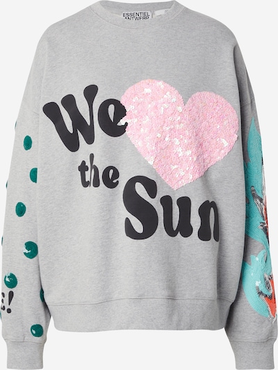 Bluză de molton 'Ihexperience' Essentiel Antwerp pe gri amestecat / verde petrol / roz / negru, Vizualizare produs