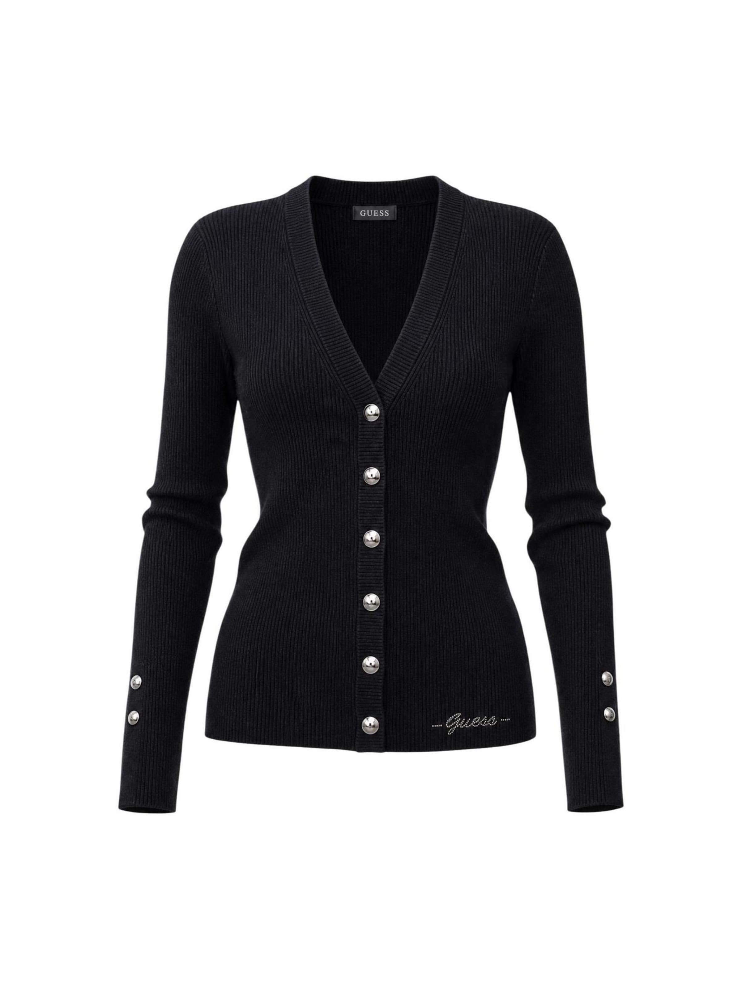 GUESS Knit cardigan 'ELLIE' in Black: front