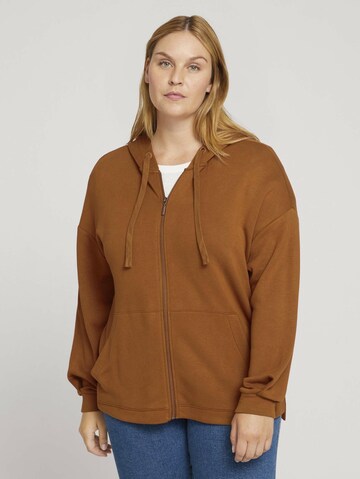 Tom Tailor Women + Sweat jacket in Brown: front