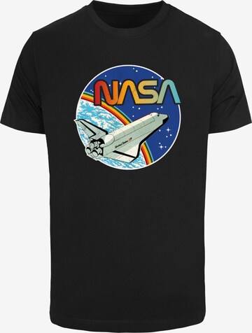 Merchcode Shirt 'NASA - Rainbow' in Zwart: voorkant