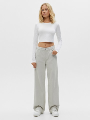 Pull&Bear Wide Leg Hose in Grau: predná strana