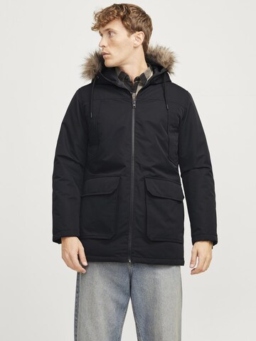 JACK & JONES Winterparka in Zwart: voorkant