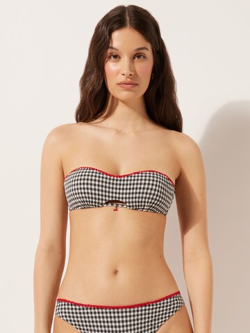 CALZEDONIA Bandeau Bikini Top 'Cherry Vichy' in Red: front