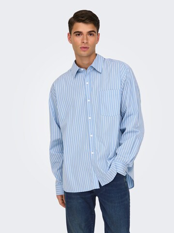 Only & Sons Regular fit Button Up Shirt in Blue: front