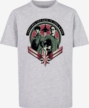 ABSOLUTE CULT Shirt 'Captain Marvel - Take A Risk' in Grey: front