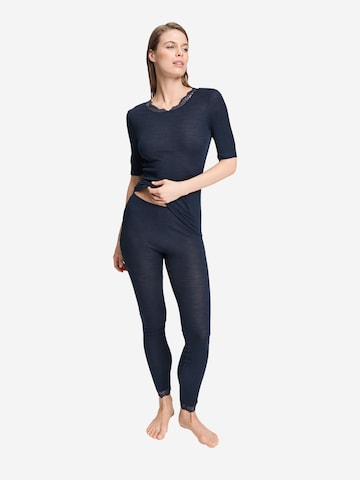 Hanro Shirt ' Woolen Lace ' in Blauw