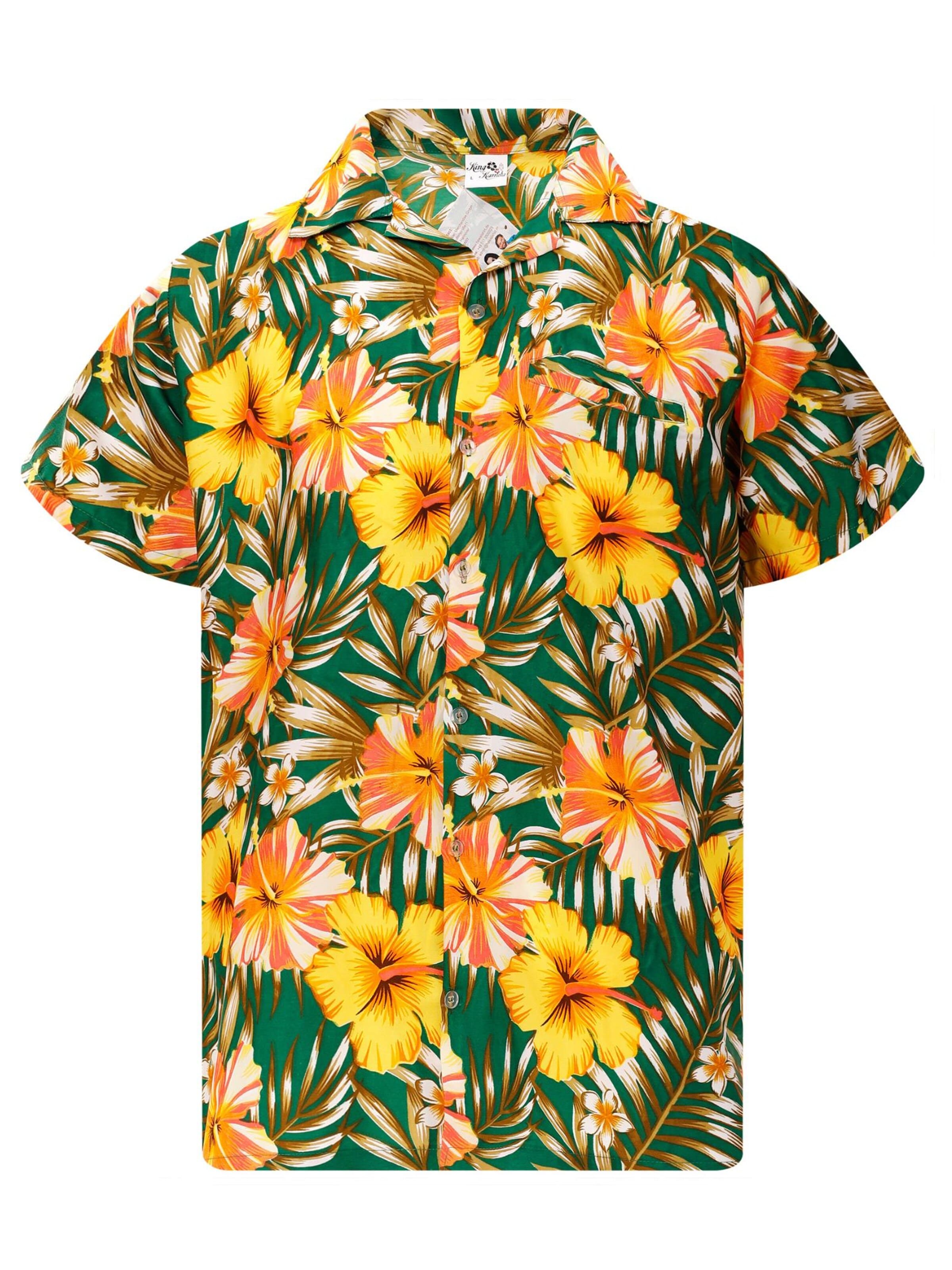 Regular fit Camicia 'Tropical Hibiscus' di King Kameha in verde: frontale