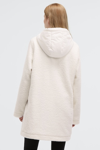 Soccx Kurzmantel mit Bouclé-Optik und Kapuze in Weiß