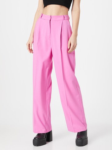 REPLAY Wide leg Pleat-Front Pants in Pink: front