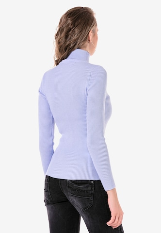 CIPO & BAXX Rollkragenpullover mit dezentem Strickmuster in Blau