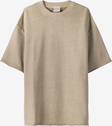 Sweat-shirt Bershka en beige : devant