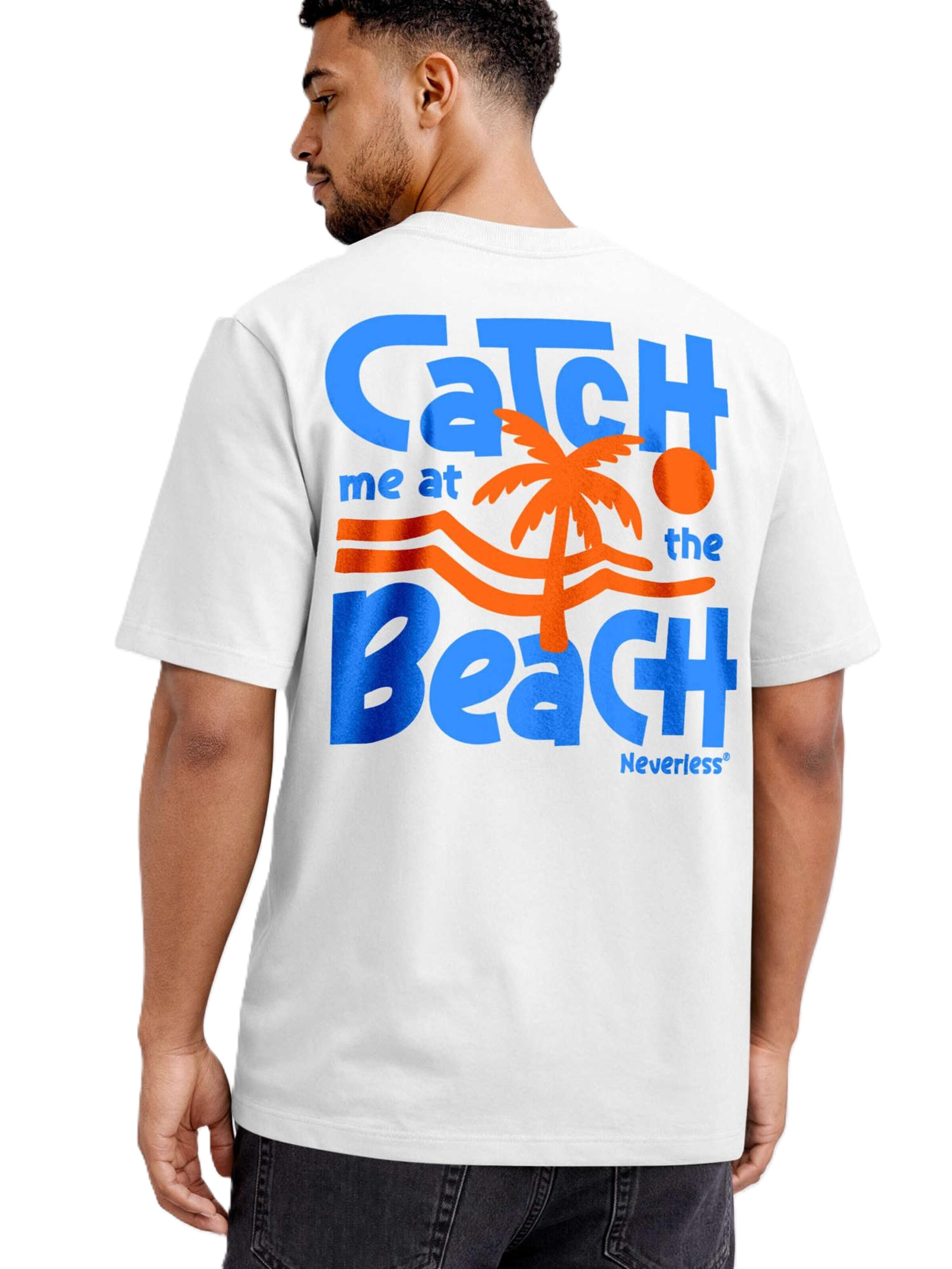 Neverless Shirt 'Catch me at the Beach' in White