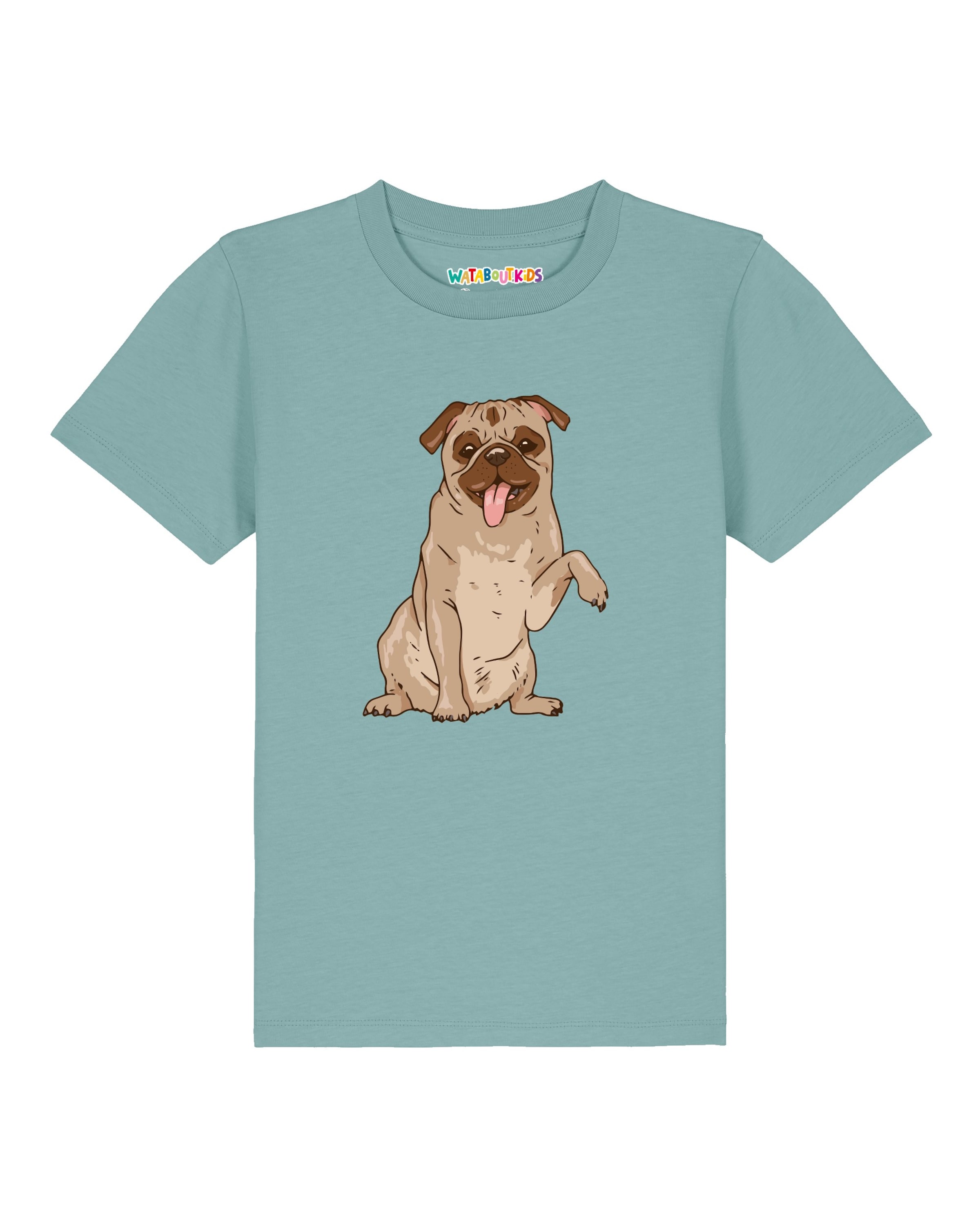 watabout.kids T-Shirt 'Mops' in Blau: Vorderseite