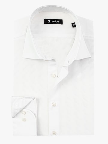7Camicie Slim fit Zakelijk overhemd 'Firenze Essentials Poplin Stretch Man Shirt White' in Wit