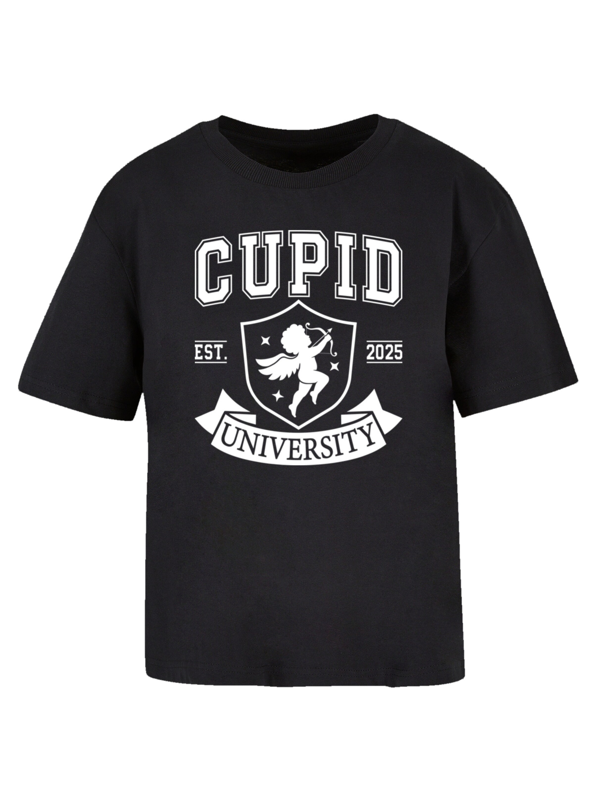 F4NT4STIC T-Shirt 'Cupid University Valentinstag' in Schwarz: Vorderseite