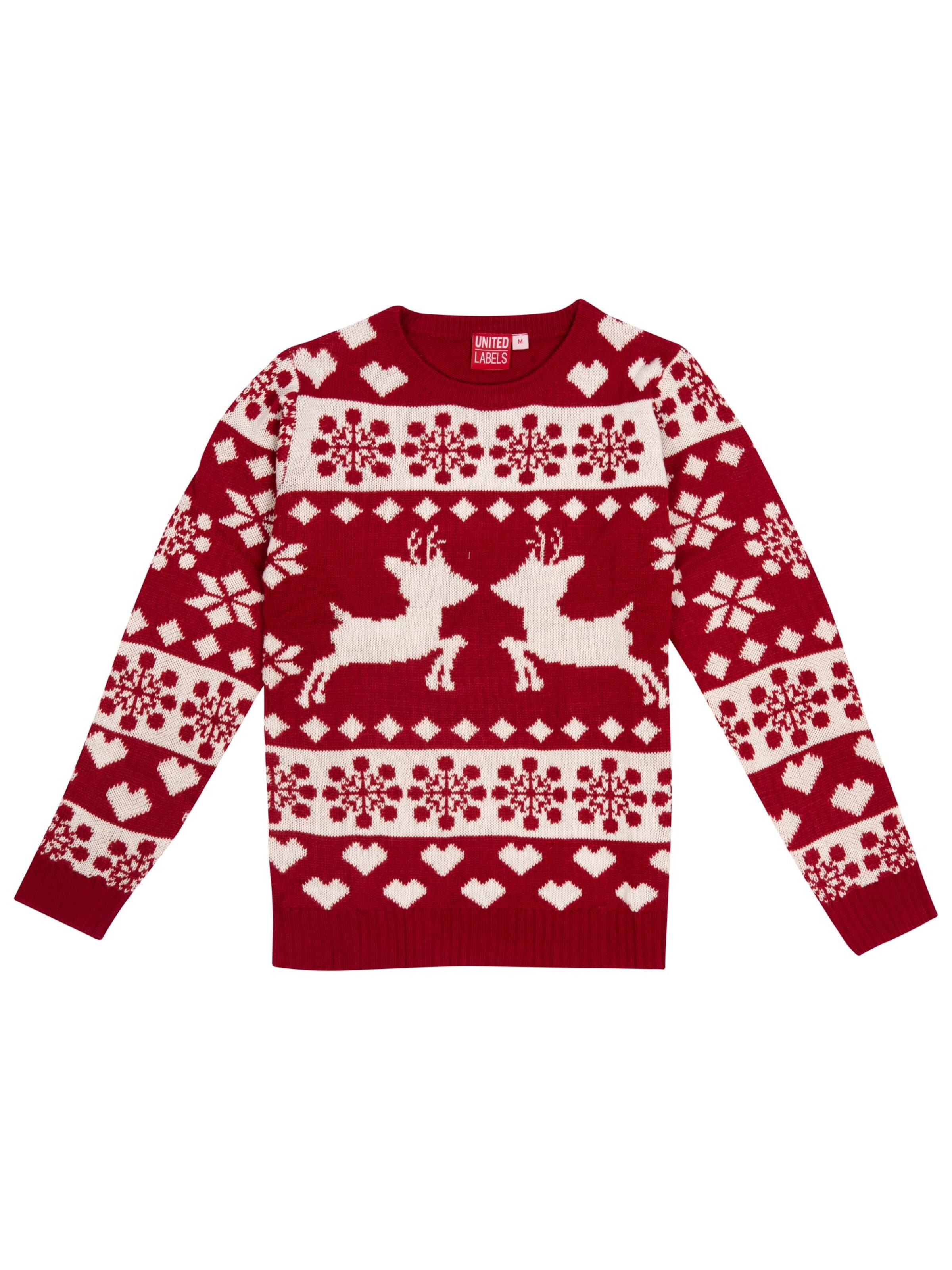 United Labels Sweater 'Weihnachtspullover Rentiere' in Red: front