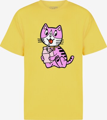 New Love Club Print-Shirt 'CARTON CAT' in Gelb: predná strana