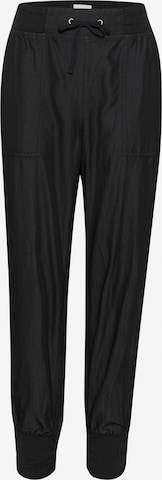 Cream Tapered Trousers 'Line' in Black: front