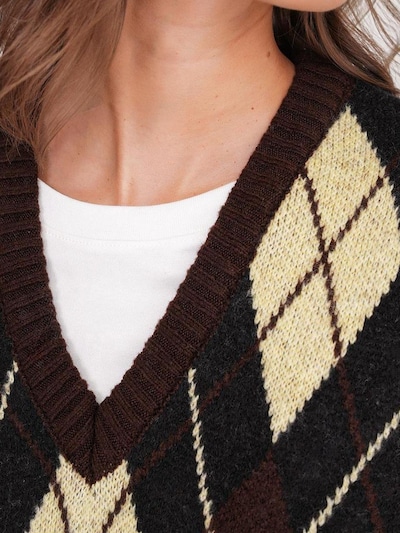 MixRay Sweater in Dark brown / Light yellow / Black / White, Item view