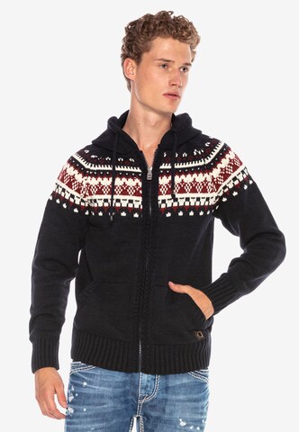 CIPO & BAXX Knit Cardigan in Black: front