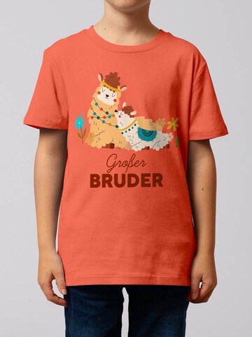 T-Shirt 'Lama Großer Bruder' watabout.kids en orange