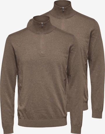 SELECTED Pullover 'Berg' in Braun: Vorderseite