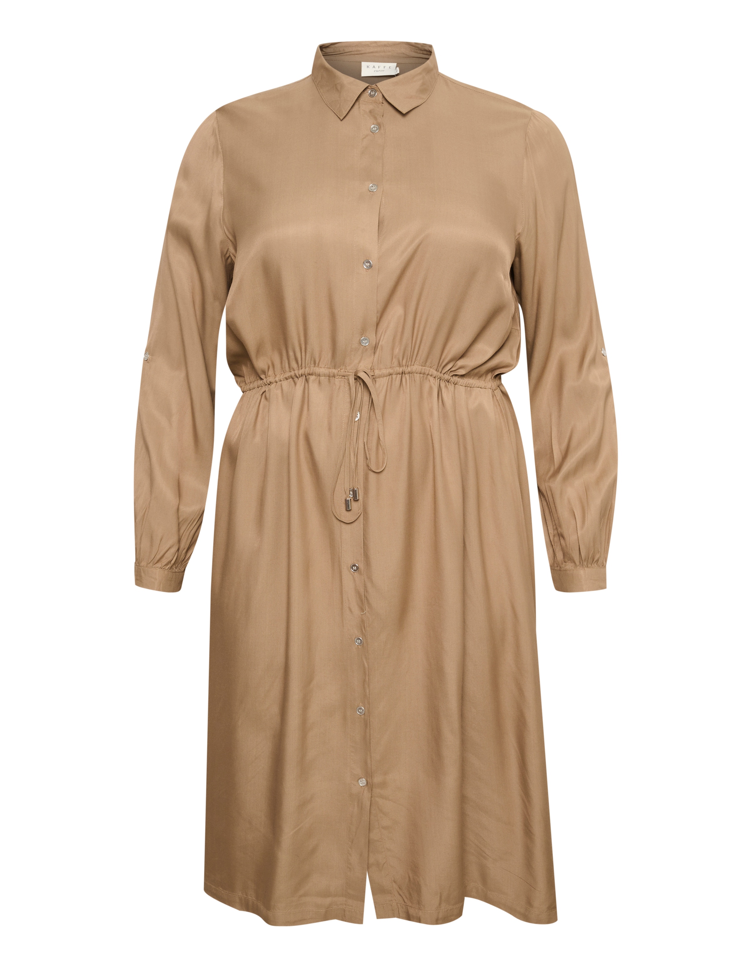 KAFFE CURVE Blousejurk 'Dannia' in Beige: voorkant