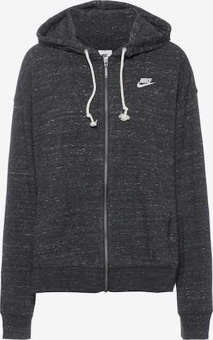 Nike Sportswear Athletic Zip-Up Hoodie in Black: front