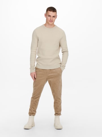 Regular Pantalon 'Linus' Only & Sons en beige