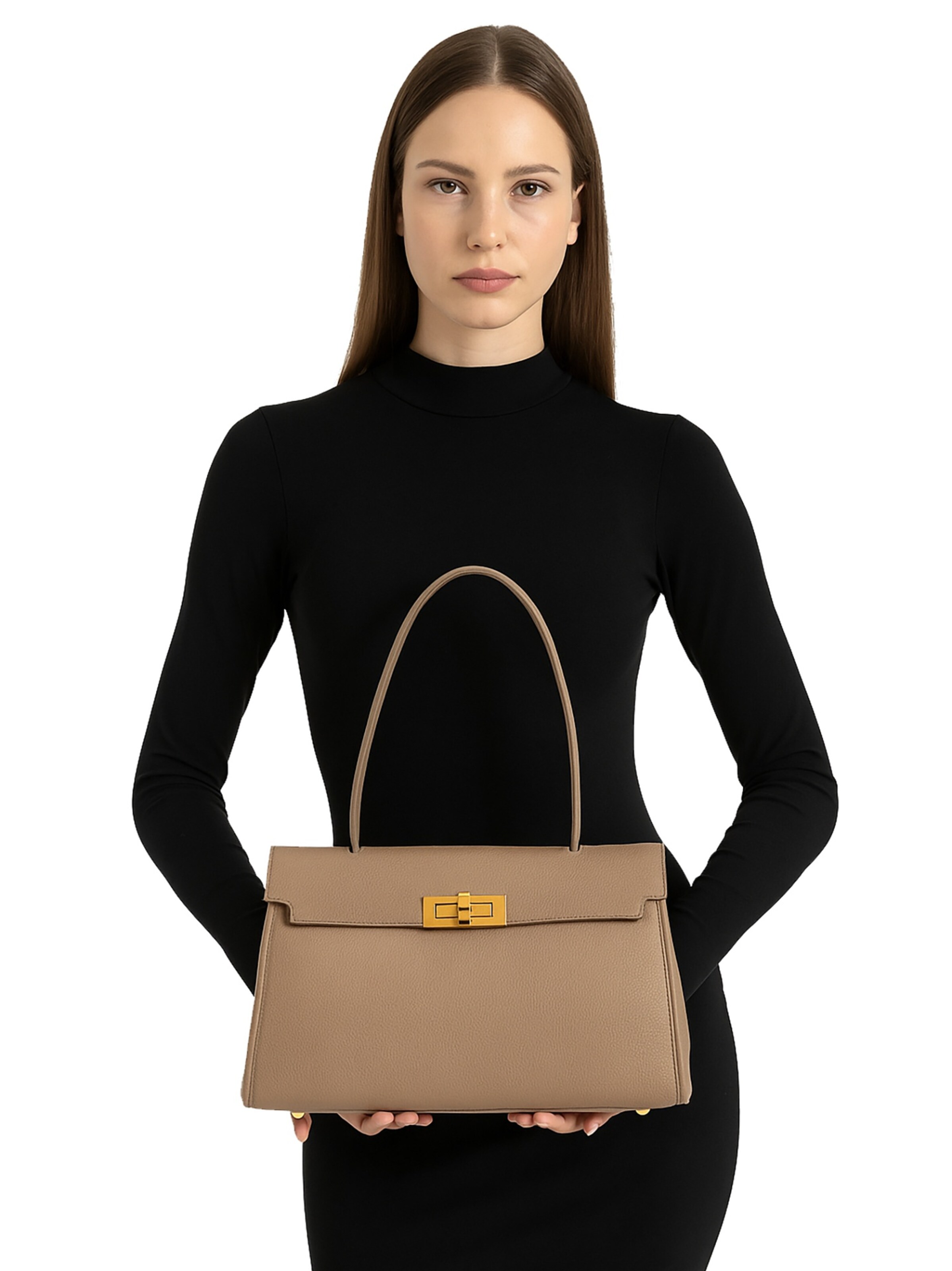 Gave Lux Schultertasche in Beige: Vorderseite