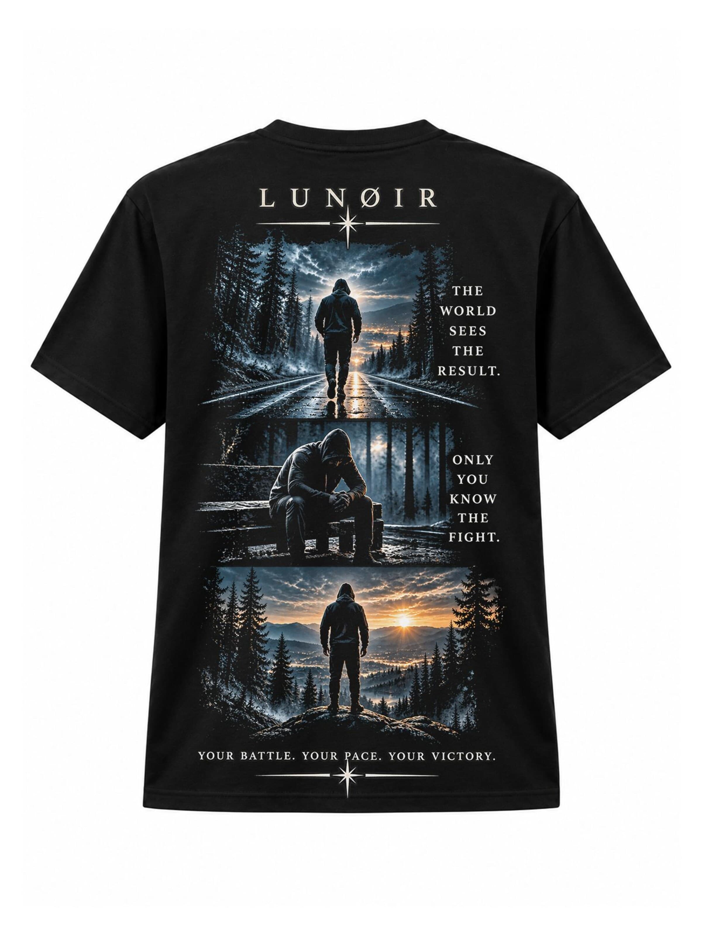 LUNØIR Studio Shirt 'Only You Know the Fight' in Zwart: voorkant