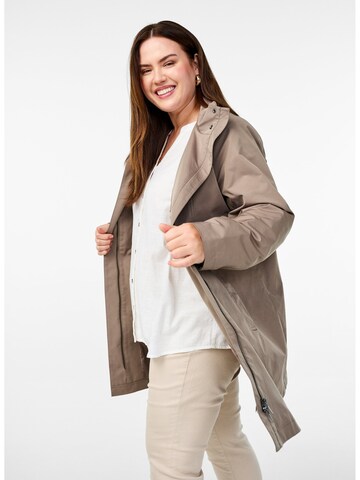 Zizzi Between-seasons parka 'CASHELBY' in Brown: front