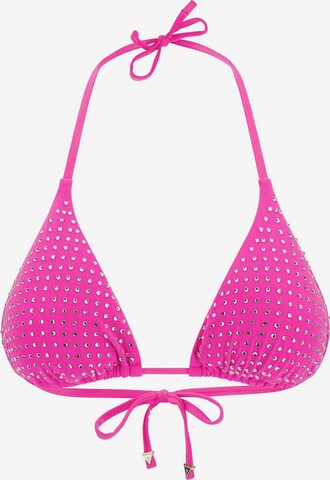 GUESS Triangle Bikini Top in Pink: front