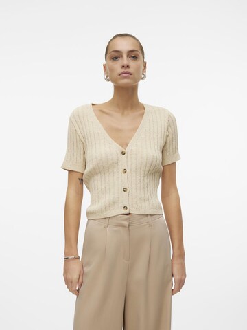 VERO MODA Gebreid vest in Beige: voorkant