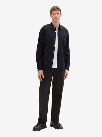 TOM TAILOR DENIM Regular fit Button Up Shirt in Black