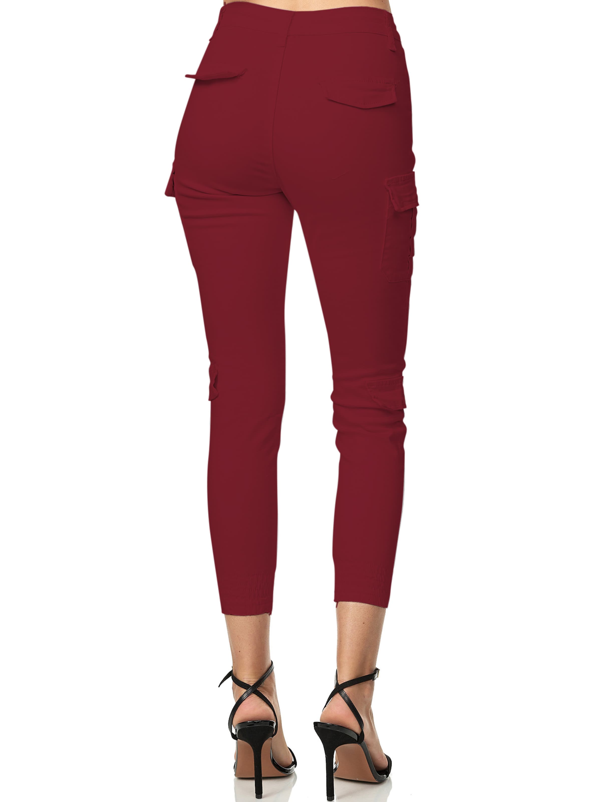 Slimfit Pantaloni cargo di Elara in rosso