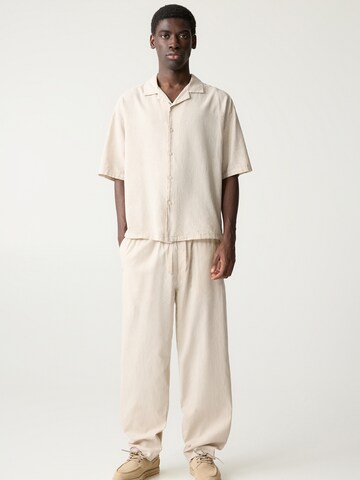 Pull&Bear Comfort fit Button Up Shirt in Beige
