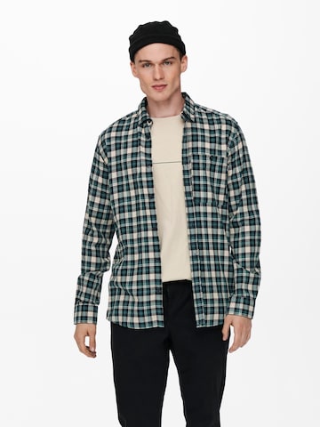 Only & Sons Regular fit Button Up Shirt 'ONSNIREL' in Green: front