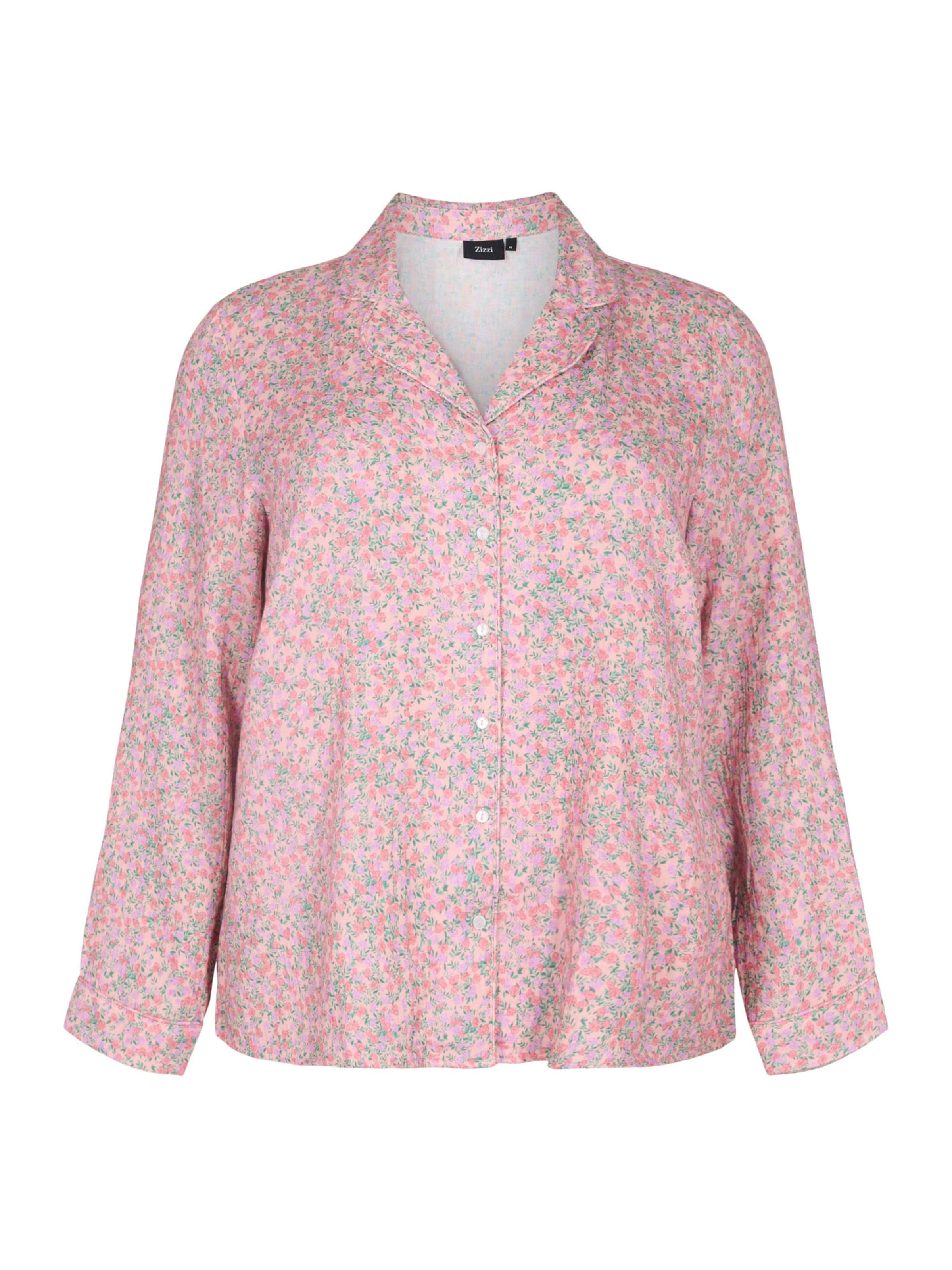 Zizzi Pajama Shirt 'DOWE' in Pink: front