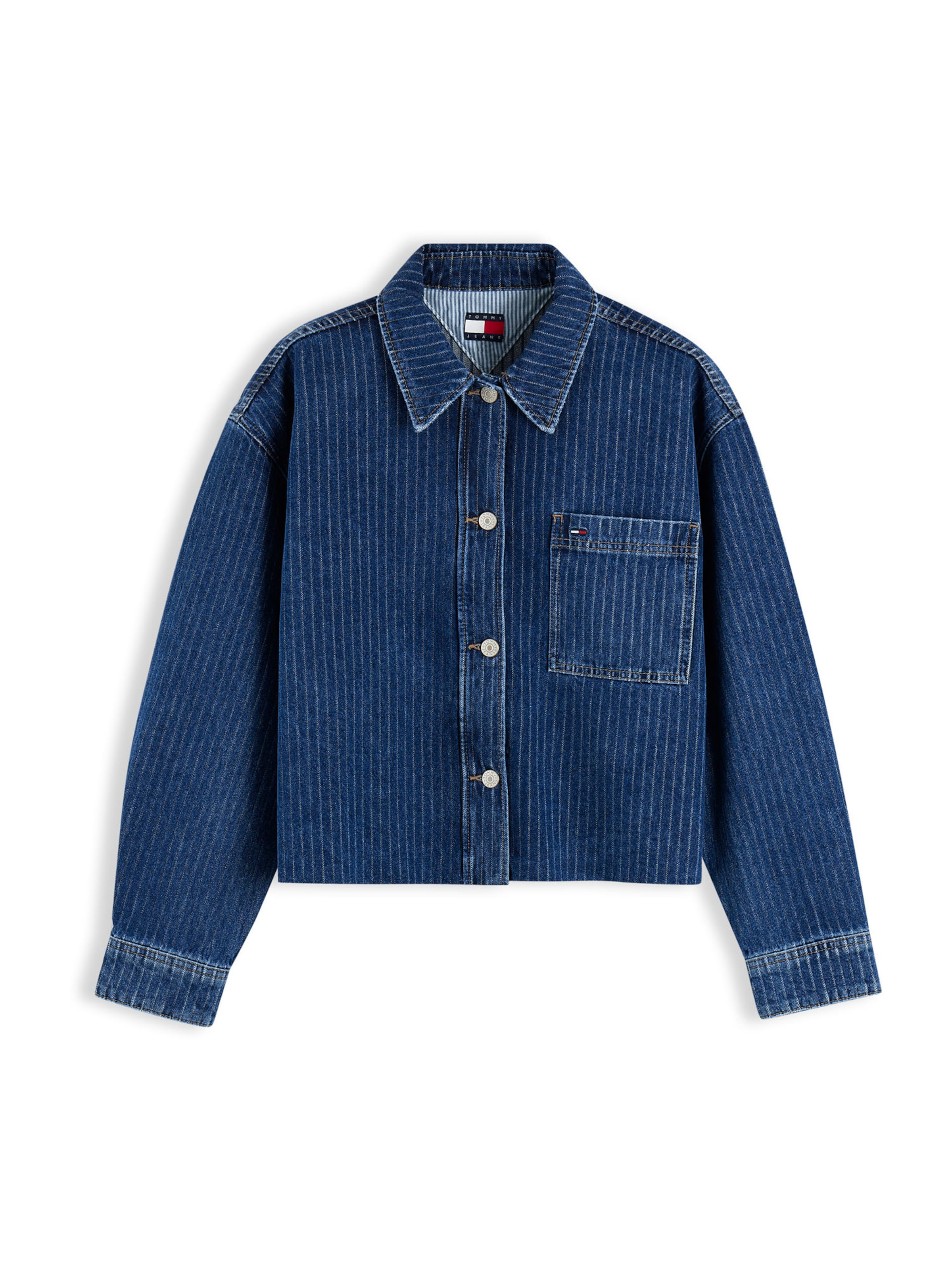 Tommy Jeans Φθινοπωρινό και ανοιξιάτικο μπουφάν σε μπλε: μπροστά