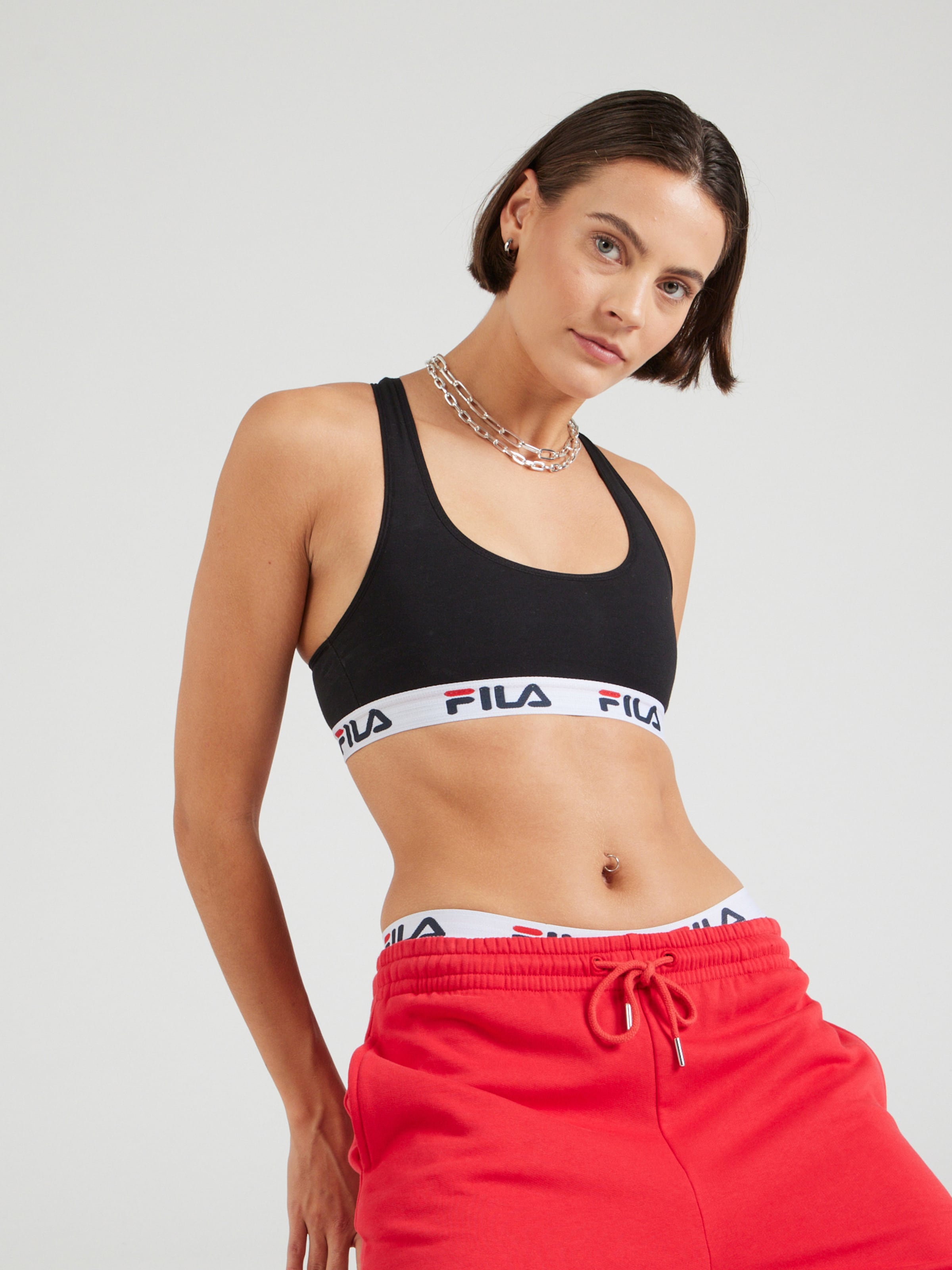 FILA Bralette Bra in Black White ABOUT YOU