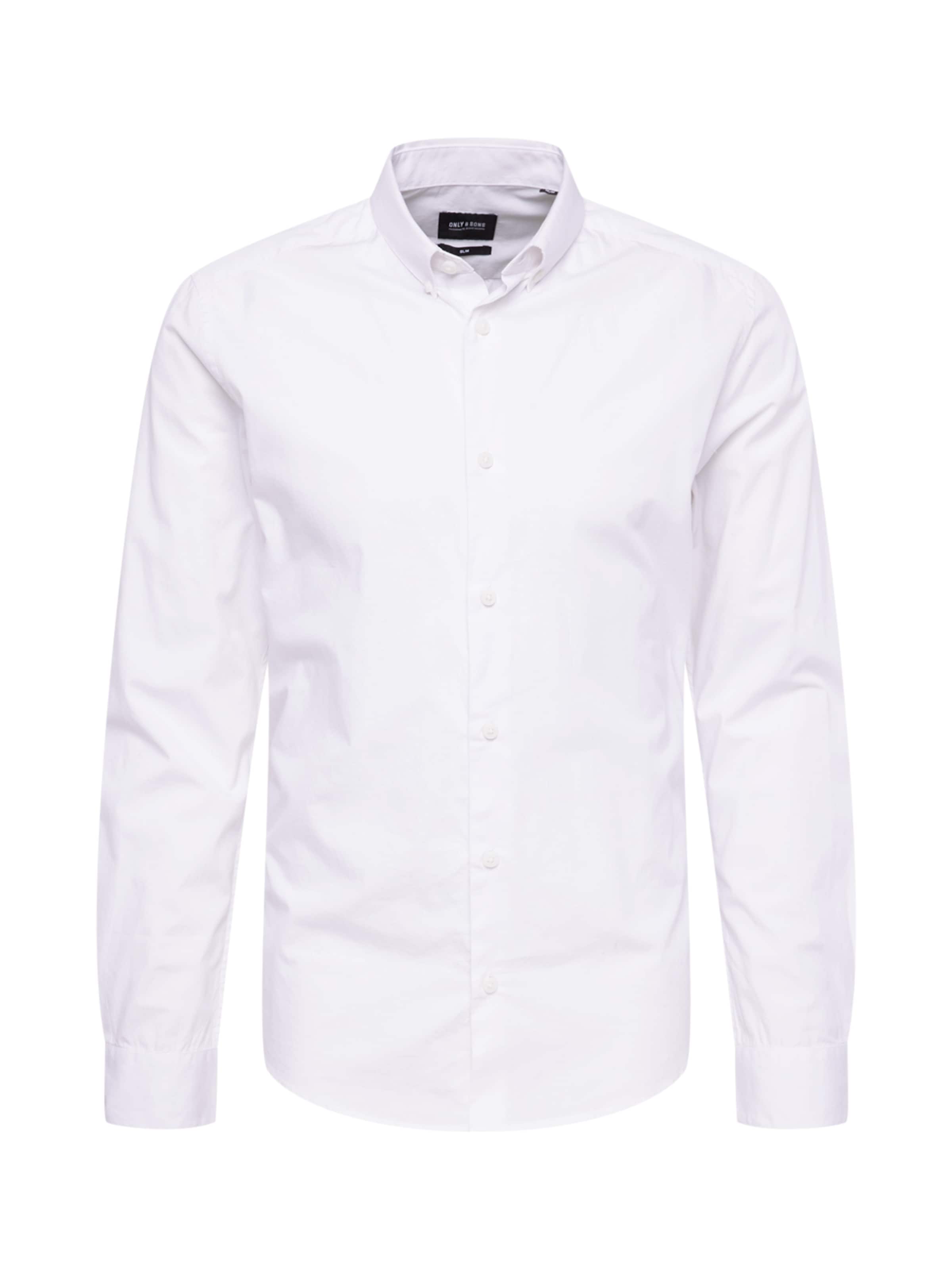 Only & Sons Slim fit Button Up Shirt in White: front