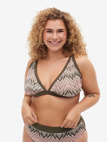 Swim by Zizzi Triangel Bikinitop 'Slonli' in Groen: voorkant