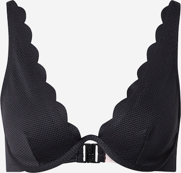 Hunkemöller - Triangular Top de biquíni 'Scallop' em preto: frente