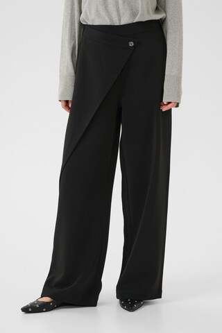 Cream Wide leg Trousers in Black